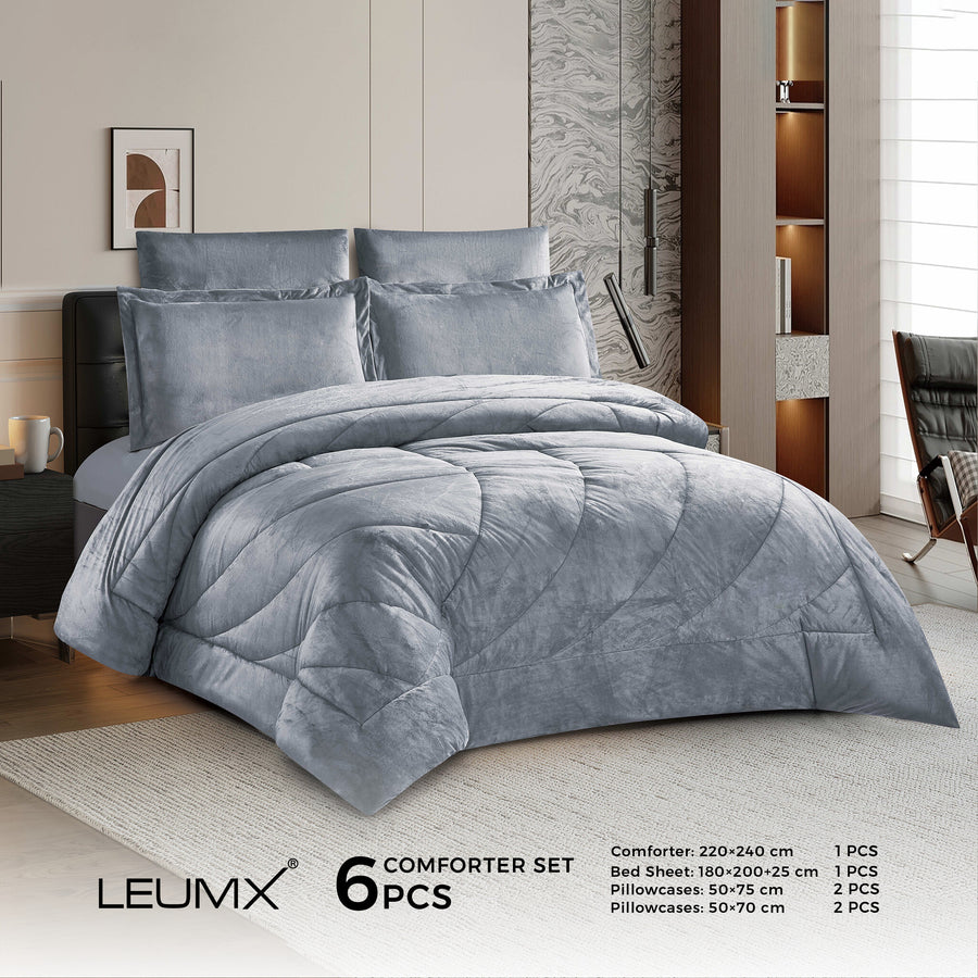 LEUMX Velora Comforter Set 6-Delig – Velvet – 220 × 240 cm