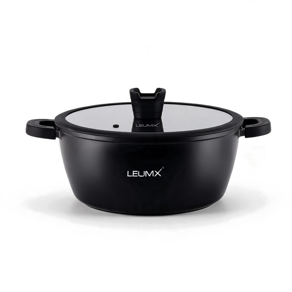 LEUMX Black Marble braadpan met glazen deksel – zwart marmer