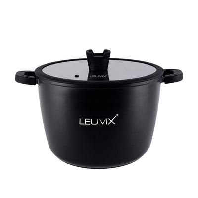 LEUMX Onyx Hoge Kookpan 24 cm met Glazen Deksel