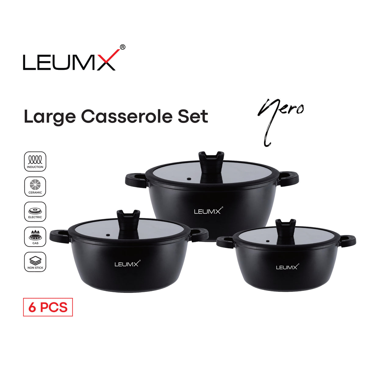 LEUMX Nero set van 3 braadpannen – kenmerken