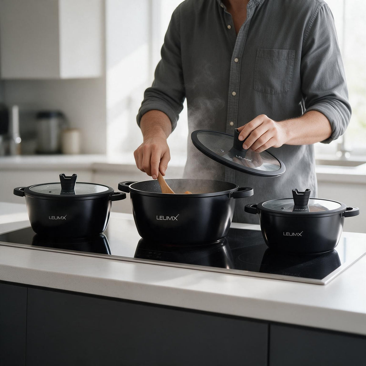 Koken met de LEUMX Nero braadpannen op inductie
