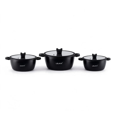 LEUMX Nero Set van 3 Grote Braadpannen – 32, 36 & 40 cm