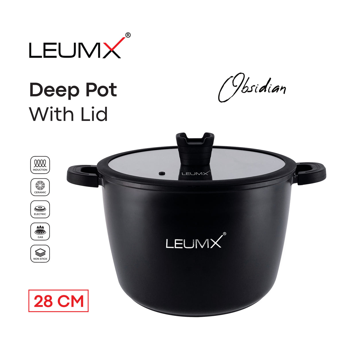 LEUMX Obsidian hoge kookpan 28 cm – kenmerken