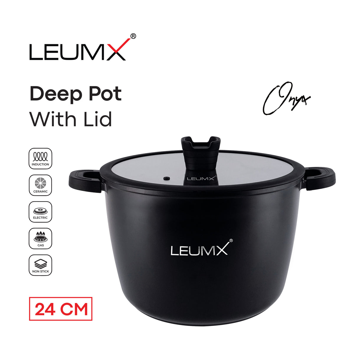 LEUMX Onyx hoge kookpan 24 cm – kenmerken