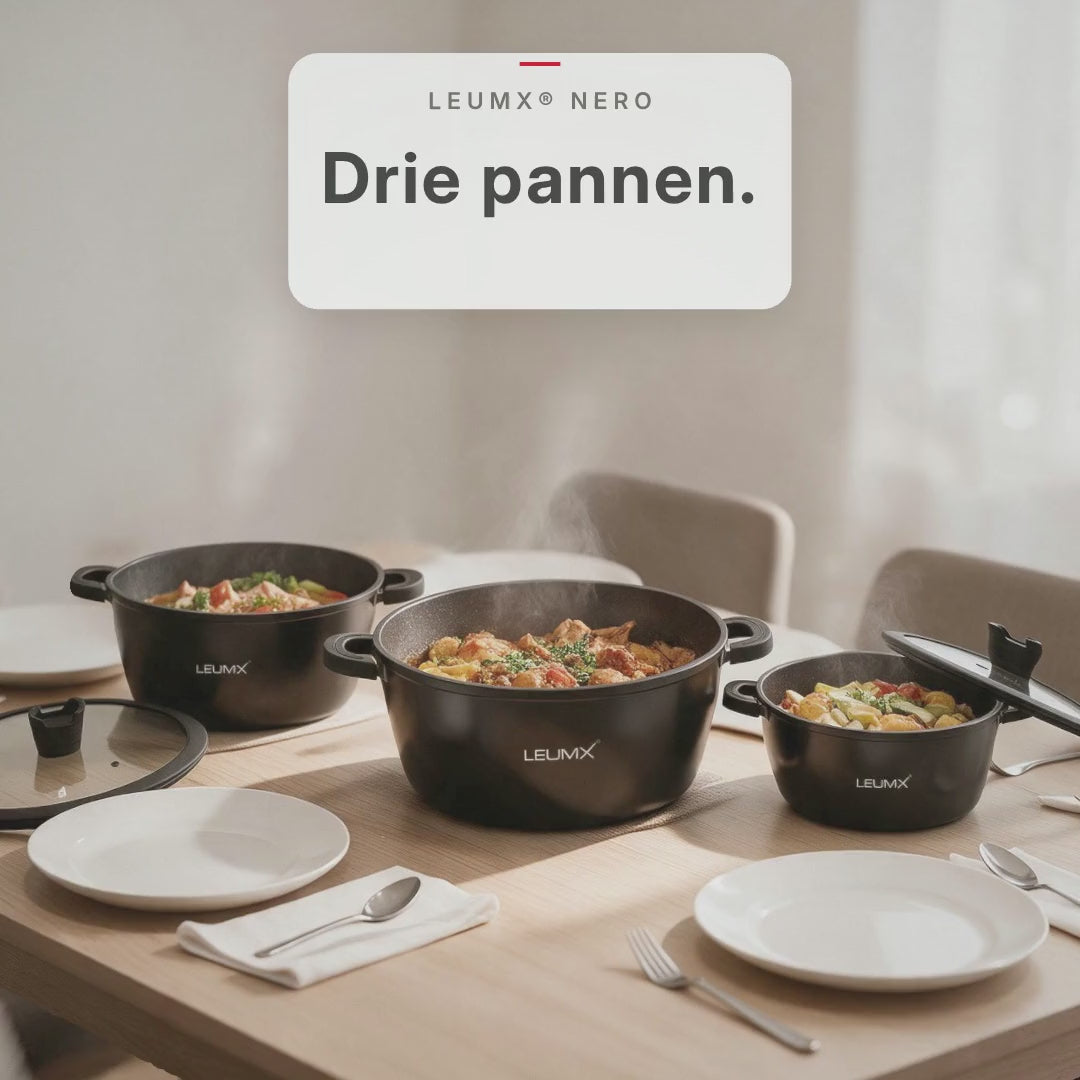 LEUMX Nero set van 3 braadpannen – productvideo